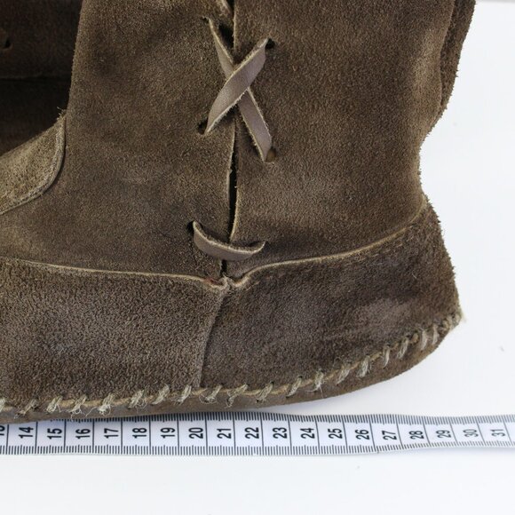 Handmade Vintage Brown Leather Suede Tall Moccasin Shoes (11 US) - Picture 14 of 14